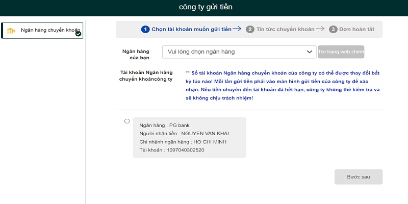 Thủ Tục Nạp Tiền 69VN Cực Nhanh Trong Vòng 1 Phút 2 Hướng dẫn gửi tiền theo hình thức Công ty chuyển tiền tại 69VN